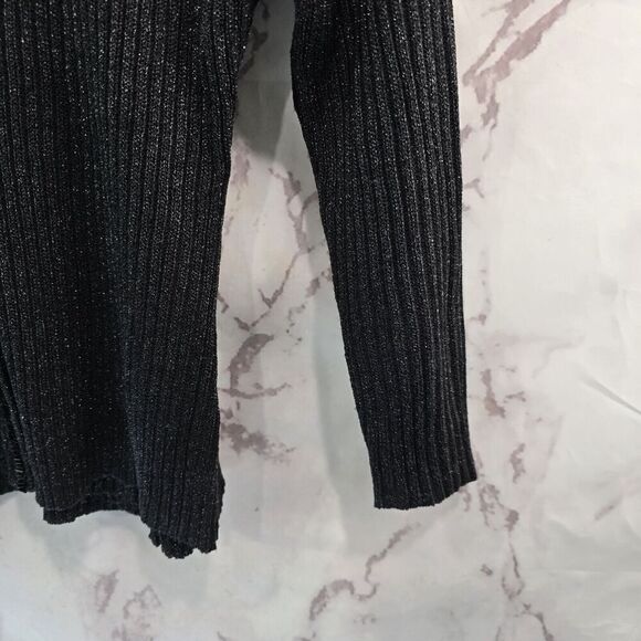 Adrianna Papell Cardigan Womens Small Black Sparkle Shimmer Metallic Tank Set - Picture 5 of 15